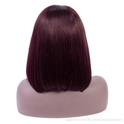 Wholesale Short Bob Wig Human Hair Lace Frontal Wig Color #27 Natural Hair Line Thick Human Hair Wig For Black Women